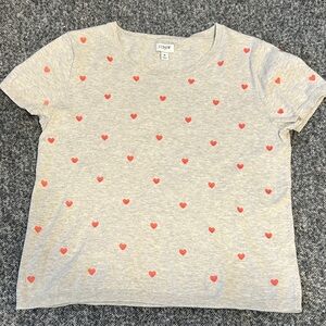 Women’s J. Crew Gray sweater with Pink Heart Pattern